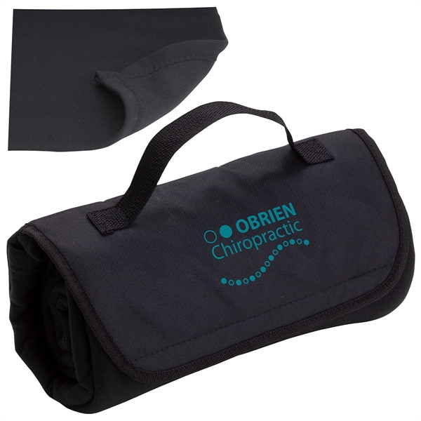 Deluxe barrel fleece blanket with company logo embroidery area